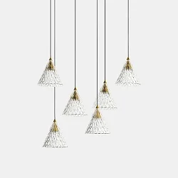 Luminaria colgante VENETO 6 BODIES LED IP20, dorado regulable