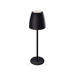 Lámpara de mesa a pilas TAVOLA Arriba-Abajo, regulable IP54, negro, blanco mate regulable