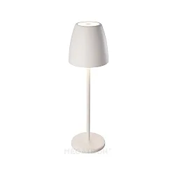 Lámpara de mesa a pilas TAVOLA Arriba-Abajo, regulable IP54, blanco, blanco mate regulable