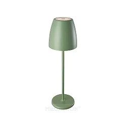 Lámpara de mesa a pilas TAVOLA Arriba-Abajo, regulable IP54, verde, blanco mate regulable