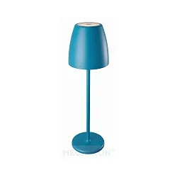 Lámpara de mesa a pilas TAVOLA Arriba-Abajo, regulable IP54, color petroleo, blanco mate regulable