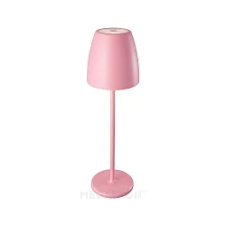 Lámpara de mesa a pilas TAVOLA Arriba-Abajo, regulable IP54, rosado, blanco mate regulable