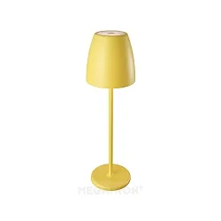 Lámpara de mesa a pilas TAVOLA Arriba-Abajo, regulable IP54, amarillo, blanco mate regulable