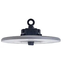 Proyector de naves potente HELA DALI2 controlable por DALI, resistente a los impactos, sin parpadeo IP65, gris, negro regulable