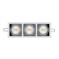 Luminaria empotrable LED MINI KARDAN E3 BIO de 3 llamas, giratorio, regulable IP40, claro, negro