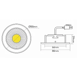 Recessed LED downlight A 5068 T FLAT, Ø 8.8cm, COB, 8W 4000K 38°, swivelling, brushed nickel