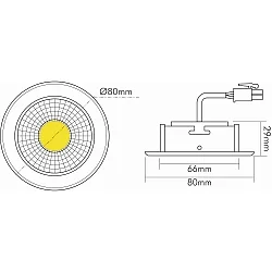 Recessed LED downlight A 5068 T Flat IP44, Ø 8cm, COB, 8W 3000K 850lm 38°, CRi>90, brushed nickel