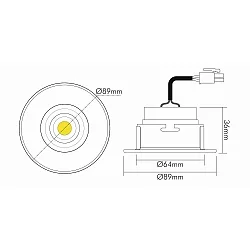 Luz downlight 5068 ECO FLAT LED sin deslumbramiento, recubrimiento con polvo, blanco mate regulable