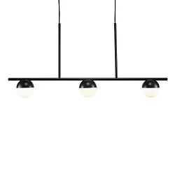 Pendant luminaire CONTINA, 3 flames, G9, IP20, glass opal white, black