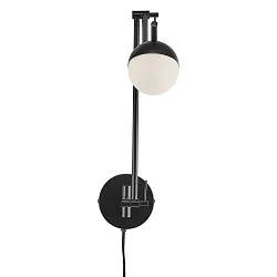 Wall luminaire CONTINA, G9, IP20, glass opal white, black