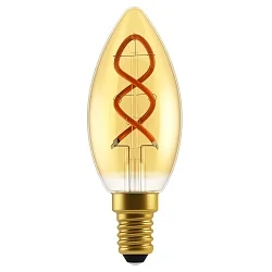 Filamento luminoso en forma de vela SPIRAL DECO C35 E14 2,5W 136lm 2000K CRI 80 regulable, dorado regulable