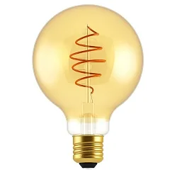 Bombilla filamento Globe SPIRAL DECO E27 5W 250lm 2000K CRI 80 regulable, dorado regulable