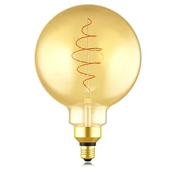 Bombilla filamento Globe SPIRAL DECO E27 8,5W 600lm 2000K CRI 80 regulable, dorado regulable