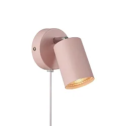 wall luminaire EXPLORE with switch, adjustable, with lamp socket GU10 IP20, dusty pink 