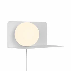 Luminaria de pared LILIBETH con interruptor, con estante, en forma de bala, con portalámpara E14 IP20, blanco mate 