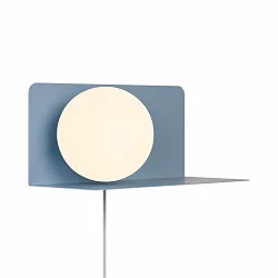 Luminaria de pared LILIBETH con interruptor, con estante, en forma de bala, con portalámpara E14 IP20, azul, mate 
