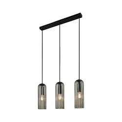 Luminaria colgante MIELLA de 3 llamas E27 IP20, color humo regulable