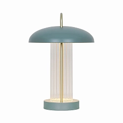 Lámpara de mesa a pilas MIRANO PORTABLE IP20, dorado, verde polvoriento regulable