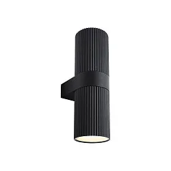 outdoor wall luminaire KYKLOP RIPPLE WL MAXI up / down, cylindrical, with lamp socket E27 IP54, black matt