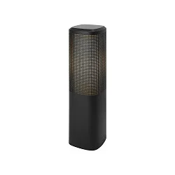Luminario de bolardo SIDARA 45 angular, perforado, resistente al aire marino, con portalámpara E27 IP44, seaside negro