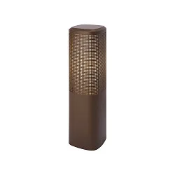 bollard light SIDARA 45 square, perforated, sea-air resistant, with lamp socket E27 IP44, seaside metallic brown