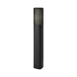 bollard light SIDARA 95 square, perforated, sea-air resistant, with lamp socket E27 IP44, seaside black