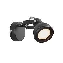 Luminaria de pared ASLAK de 1 llama, con interruptor, ajustable GU10 IP20, mate, negro intenso 