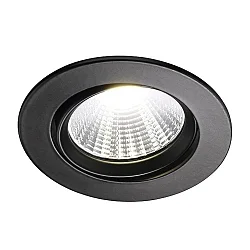 Nordlux LED Recessed Downlight FREMONT IP23, Ø 8.5cm, 5.5W 2700K 345lm 36°, swiveling 12°, black