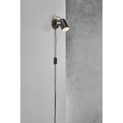 Luminaria de pared LOTUS E14 IP20, latón, negro 