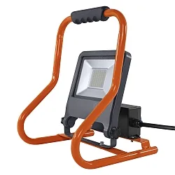 Luz de inundación WORKLIGHTS R-STAND SOCKET (GEN 2) 50W con interruptor, inclinable, con enchufe IP44, gris, naranja 