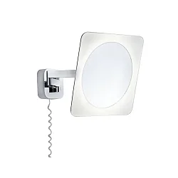 Espejo con iluminación BELA LED 3 veces, con interruptor, con brazo articulado, con enchufe, ajustable IP44, cromo, blanco 