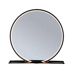 Espejo con iluminación MIRO Ø 50CM redondo, con marco, Tunable White, con estante IP44, negro mate 