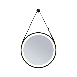 Espejo con iluminación MIRO Ø 40CM redondo, Tunable White, con juego de suspensión IP44, negro mate 