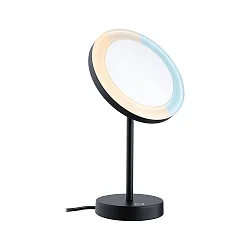 Espejo con iluminación MASUA IP44 - 3X ZOOM 3 veces, redondo, CCT Switch, con enchufe, ajustable IP44 / IP20, negro mate 