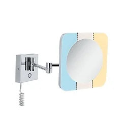 Espejo con iluminación JORA LED angular, con interruptor, con brazo articulado, CCT Switch, con enchufe IP44, cromo, blanco 