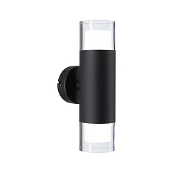 Luminaria de pared KAME DOUBLE de 2 llamas, cilíndrico, conmutable IP44, mate, negra señal 