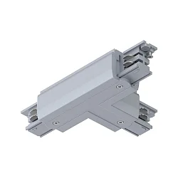 Conector en T trifásico PRORAIL3 tierra a la izquierda, plata