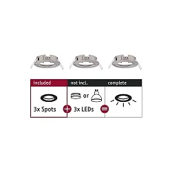 Luminaria empotrable CHOOSE rígido, juego de 3 IP44, hierro cepillado regulable