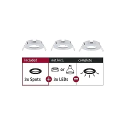 Luminaria empotrable CHOOSE rígido, juego de 3 IP44, blanco mate regulable