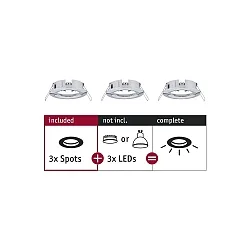 Luminaria empotrable CHOOSE rígido, juego de 3 IP44, cromo regulable