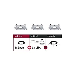 Luminaria empotrable CHOOSE rígido, juego de 3 IP44, aluminio regulable