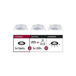 Luminaria empotrable CHOOSE giratorio, juego de 3 IP23, blanco mate regulable