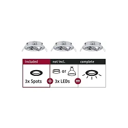 Luminaria empotrable CHOOSE giratorio, juego de 3 IP23, cromo regulable