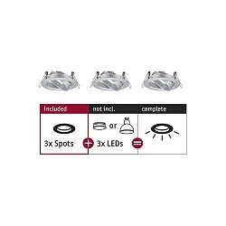Luminaria empotrable CHOOSE giratorio, juego de 3 IP23, aluminio regulable