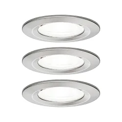 Set of 3 Recessed spot LED NOVA, IP44, fixed, 230V, incl. 3x GU10 6.5W 4000K 450lm 36°, iron brushed