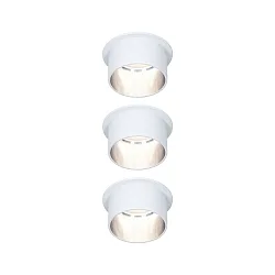 recessed luminaire GIL COIN LED round, rigid, set of 3 IP44, brushed iron, white matt dimmable 470lm 2700K CRI >80