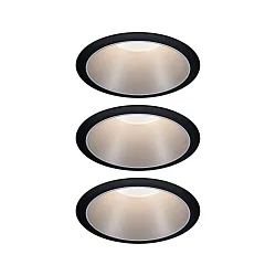 Luminaria empotrable COLE COIN LED rígido, juego de 3 IP44, negro, plata regulable 6,5W 460lm 2700K 100° 100° CRI >80