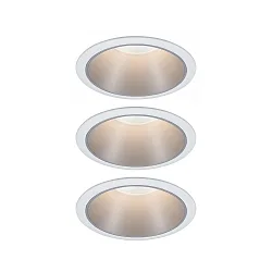 Luminaria empotrable COLE COIN LED rígido, juego de 3 IP44, plata, blanco regulable 6,5W 460lm 2700K 100° 100° CRI >80
