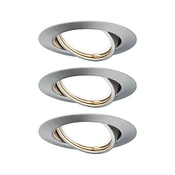 recessed luminaire BASE swivelling, set of 3 GU10 IP20, brushed iron dimmable 15W 350lm 3000K 38° 38° CRI >80