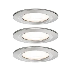 Luminaria empotrable NOVA LED redondo, rígido, juego de 3 GU10 IP44, hierro cepillado  19,5W 460lm 2700K 38° 38° CRI >80